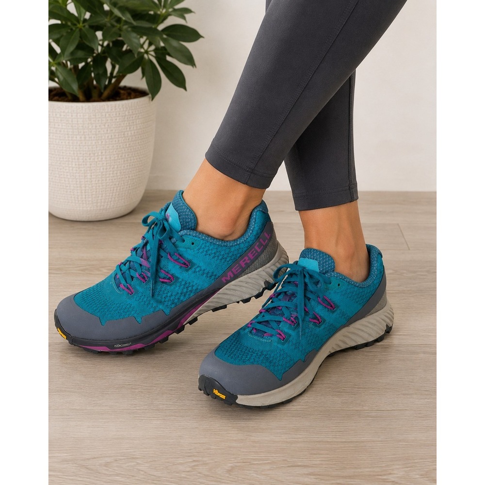 Merrell Womens Trail Shoes Size 10 Agility Peak Flex 3 Teal Pink Vibram J52878